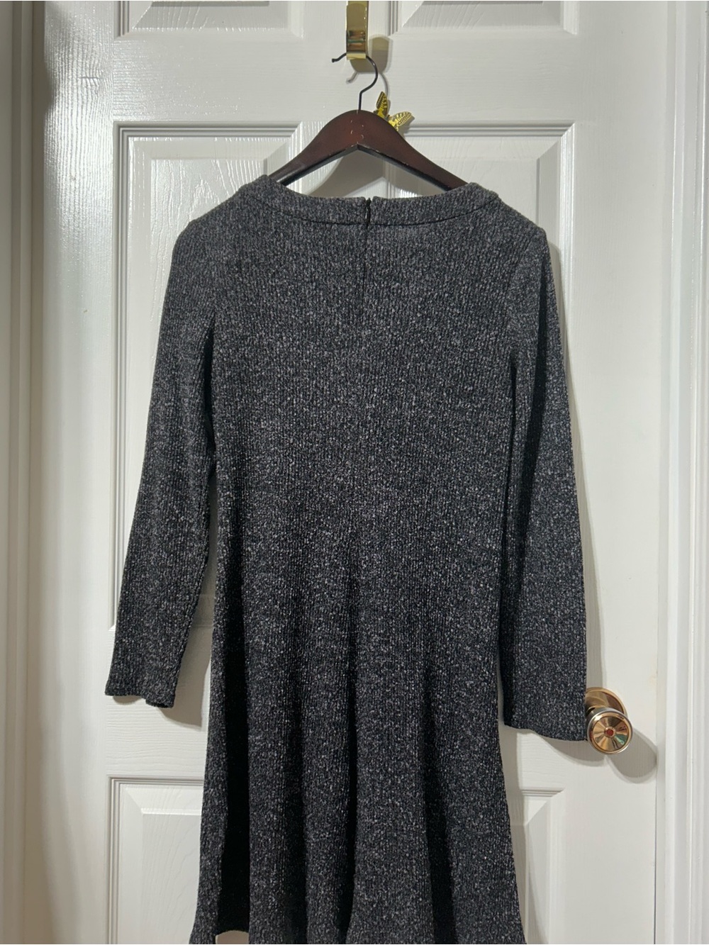Chaps Charcoal Knit Long-Sleeve Fit & Flare Dress